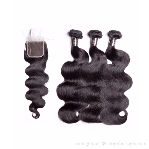 Sunlight Malaysian/peruvian/brazilian Remy Hair Body Wave 4 Bundles With Lace Frontal drop fast shipping ishow human hair
